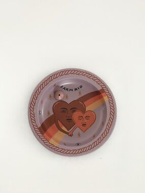 FARM Rio Lavender Plate with Brown and Orange Heart Motif Incense Plate
